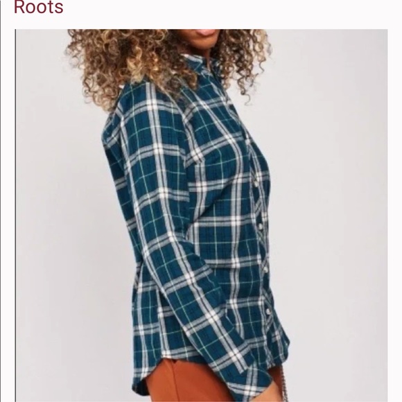 Roots 100% cotton flannel button up shirt xs - Picture 6 of 6